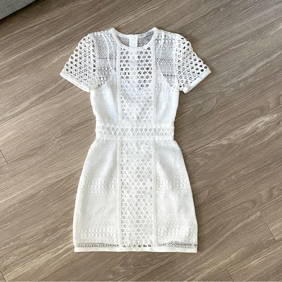 white christmas dresses H&M Cream Crochet Look Tunic Dress UK S